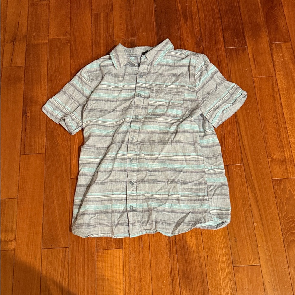 art class Gray and Blue Striped Button Down Shirt